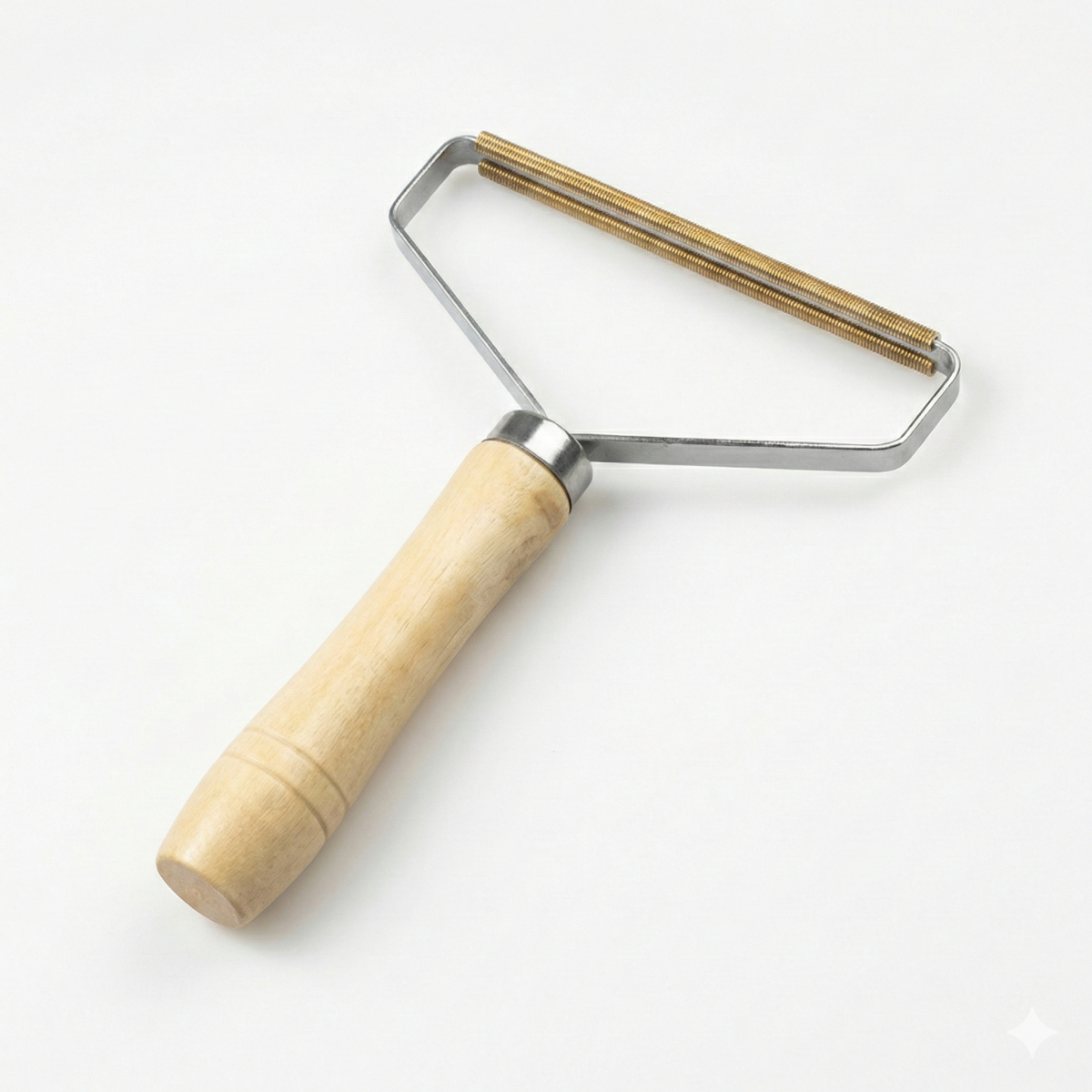 FuzzBGone™ Pro fabric remover tool with wooden handle showing premium craftsmanship