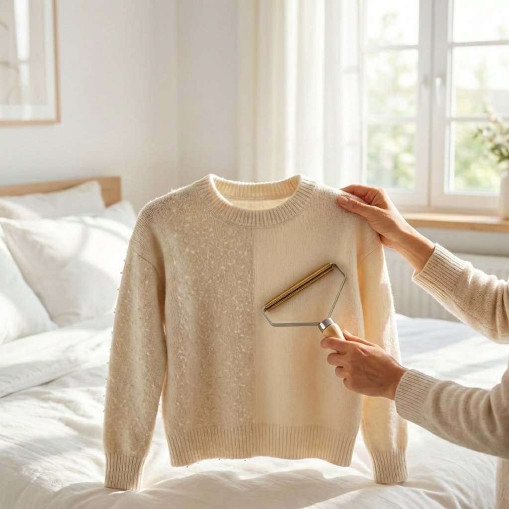 Happy woman enjoying clean, pet-hair-free furniture with her bulldog