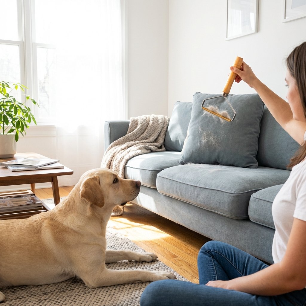 FuzzBGone™ Pro being used on fabric to remove lint and pilling